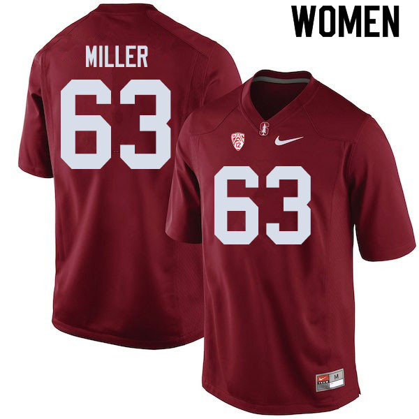 Women #63 Barrett Miller Stanford Cardinal College Football Jerseys Sale-Cardinal